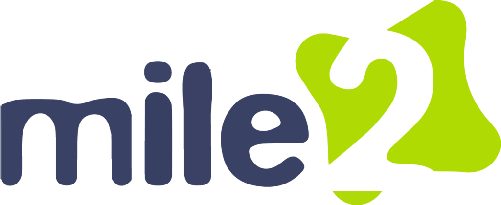 Groot logo van leverancier (Mile2).