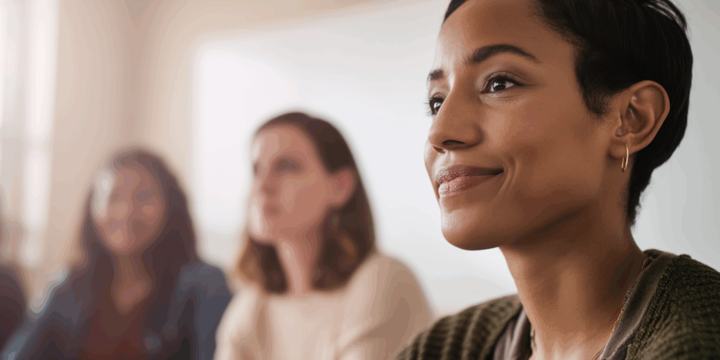 Drie vrouwen volgen een training bij Startel.