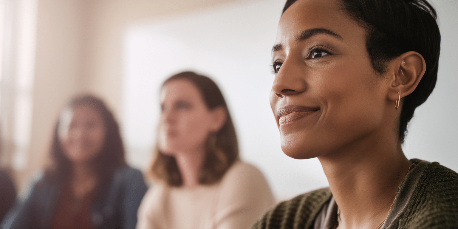 Drie vrouwen volgen een training bij Startel.