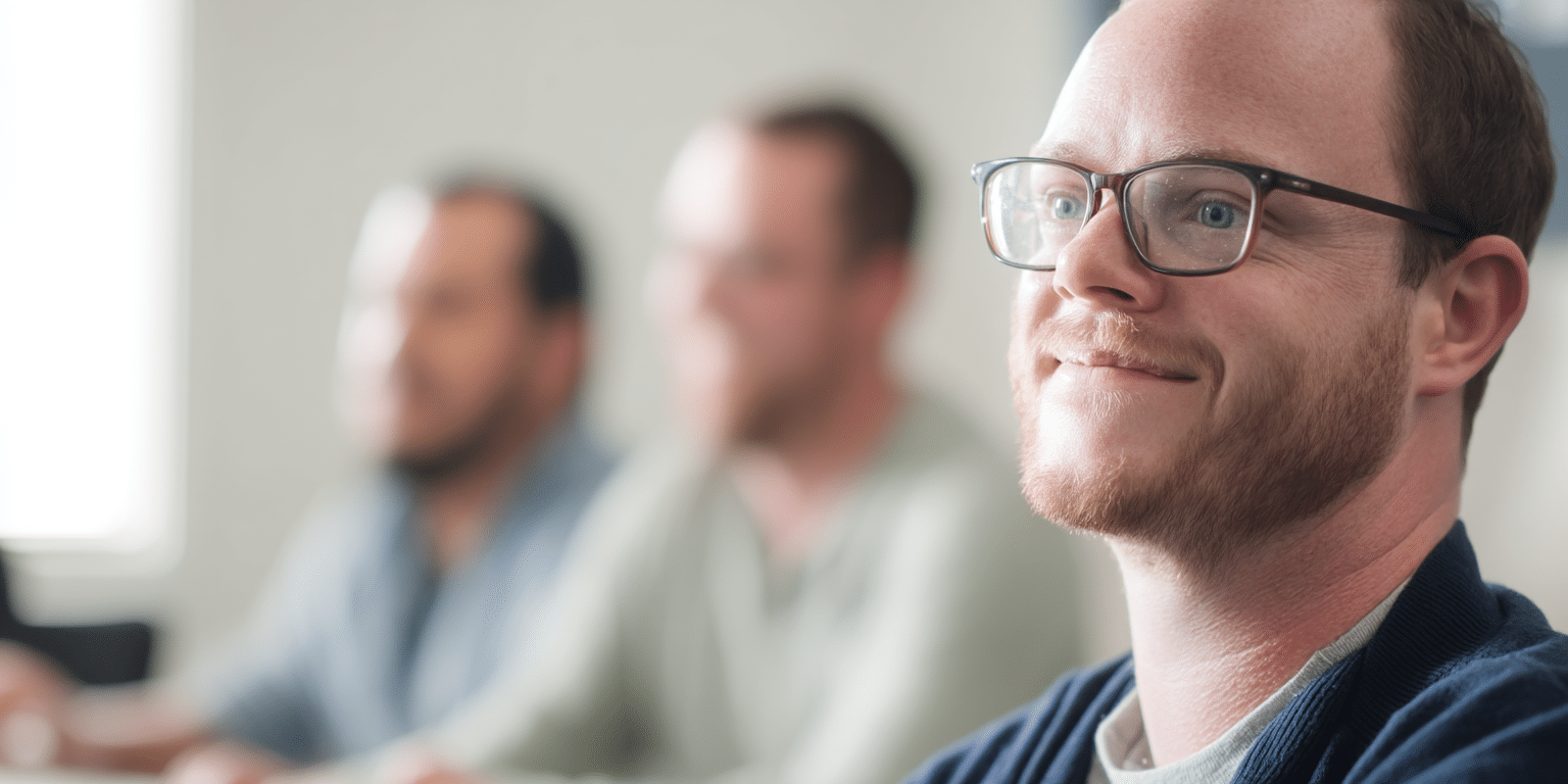Drie mannen volgen een IT-training bij Startel.