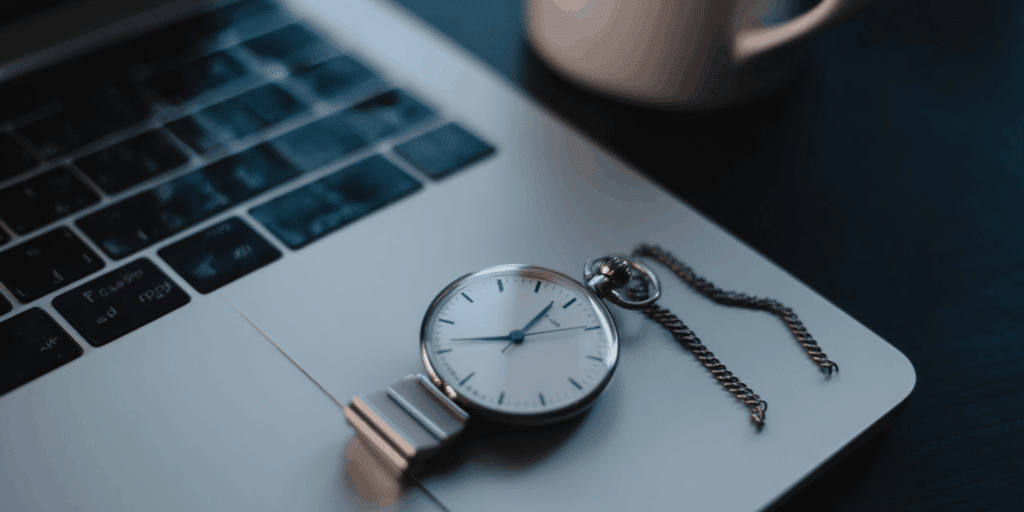Horloge op laptop.
