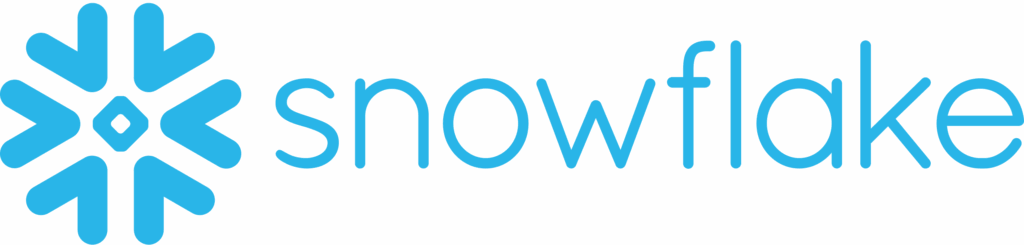 Logo van Snowflake met blauwe letters.