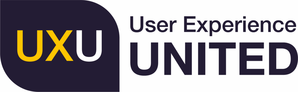 Logo van User Experience United met zwarte letters.