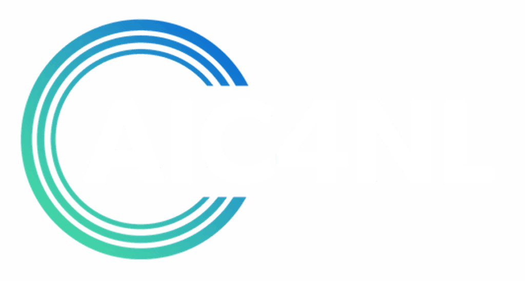 Transparant logo van AIC4NL met witte letters.