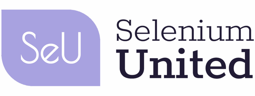 Logo van Selenium United met zwarte letters.