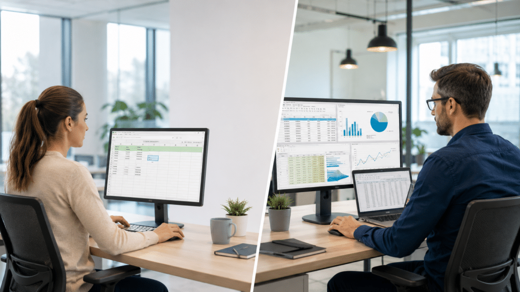Header image voor blog over excel basis vs excel gevorderd.