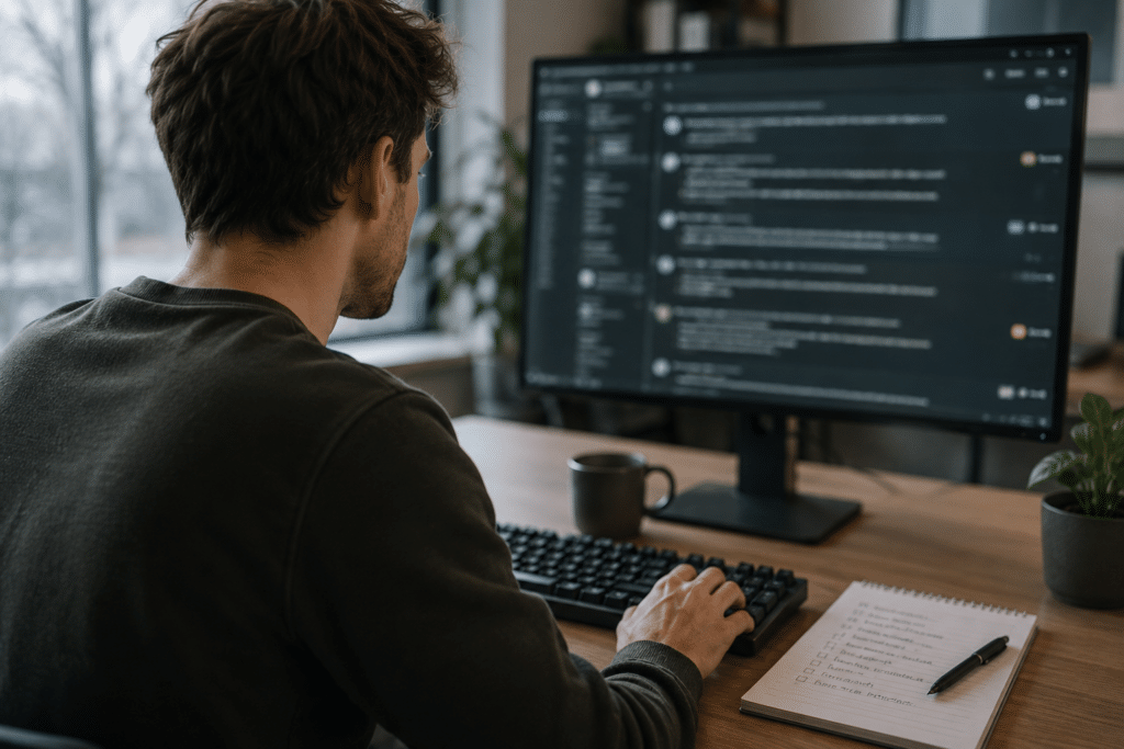 Developer werkt reviewopmerkingen bij een pull request door.